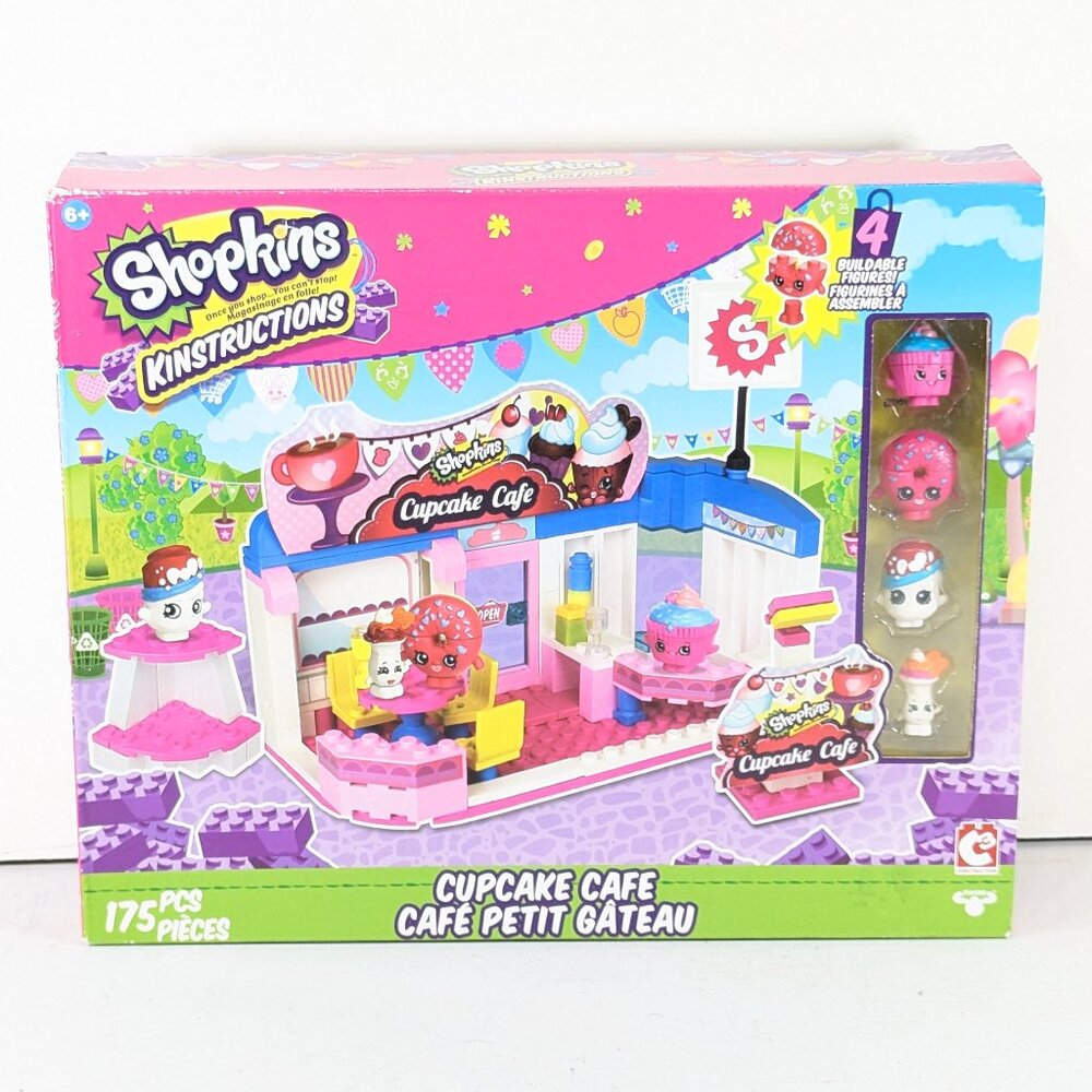 2015 SHOPKINS Kinstructions Cupcake Cafe & 4 Buildable Figures New open box